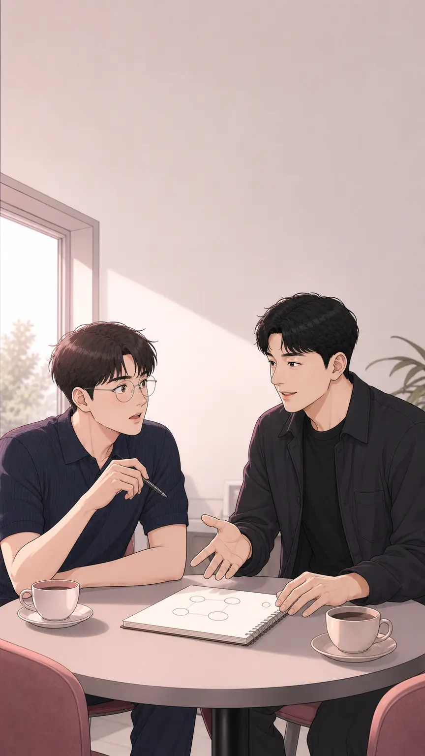 줄갭 대표와 마주 앉아 이야기를 듣는 담당자